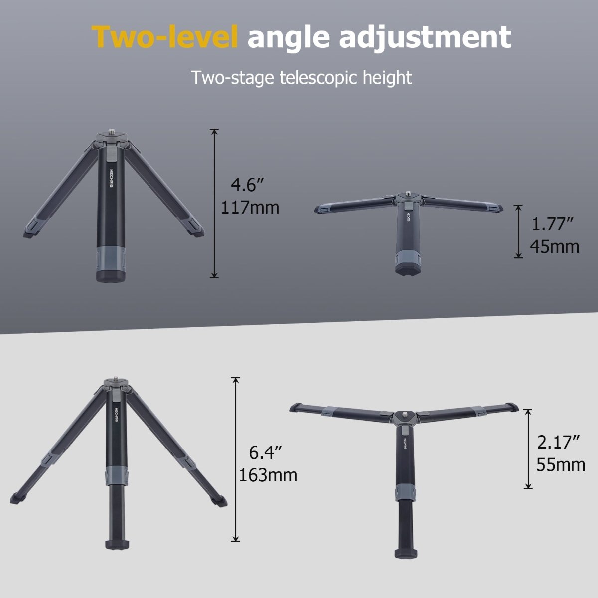 Mechrig 170mm Extendable Two - Section Tripod with Two - angle Adjustable - CAME - TV