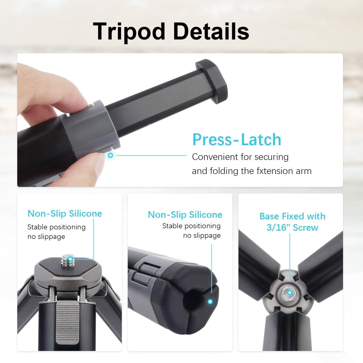 Mechrig 2 - Section Telescopic Tripod with Cold Shoe Adapter and Phone Clamp - CAME - TV