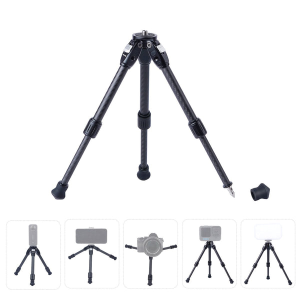y*m様 TEN to TEN CF Tripod Table Mechrig Retractable Carbon Fiber Dual Spikes Tripod with 1/4 and 3