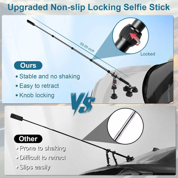 suction cup fishing rod holder for car Mechrig Five Suction Cup Car Mount Kit with 59” Retractable Selfie Sti – CAME-TV