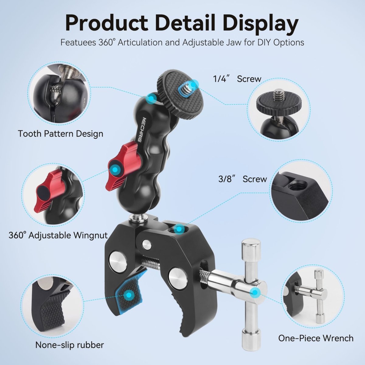 Mechrig Powerful Crab Clamp Kit with 360° Dual Ballhead - CAME - TV