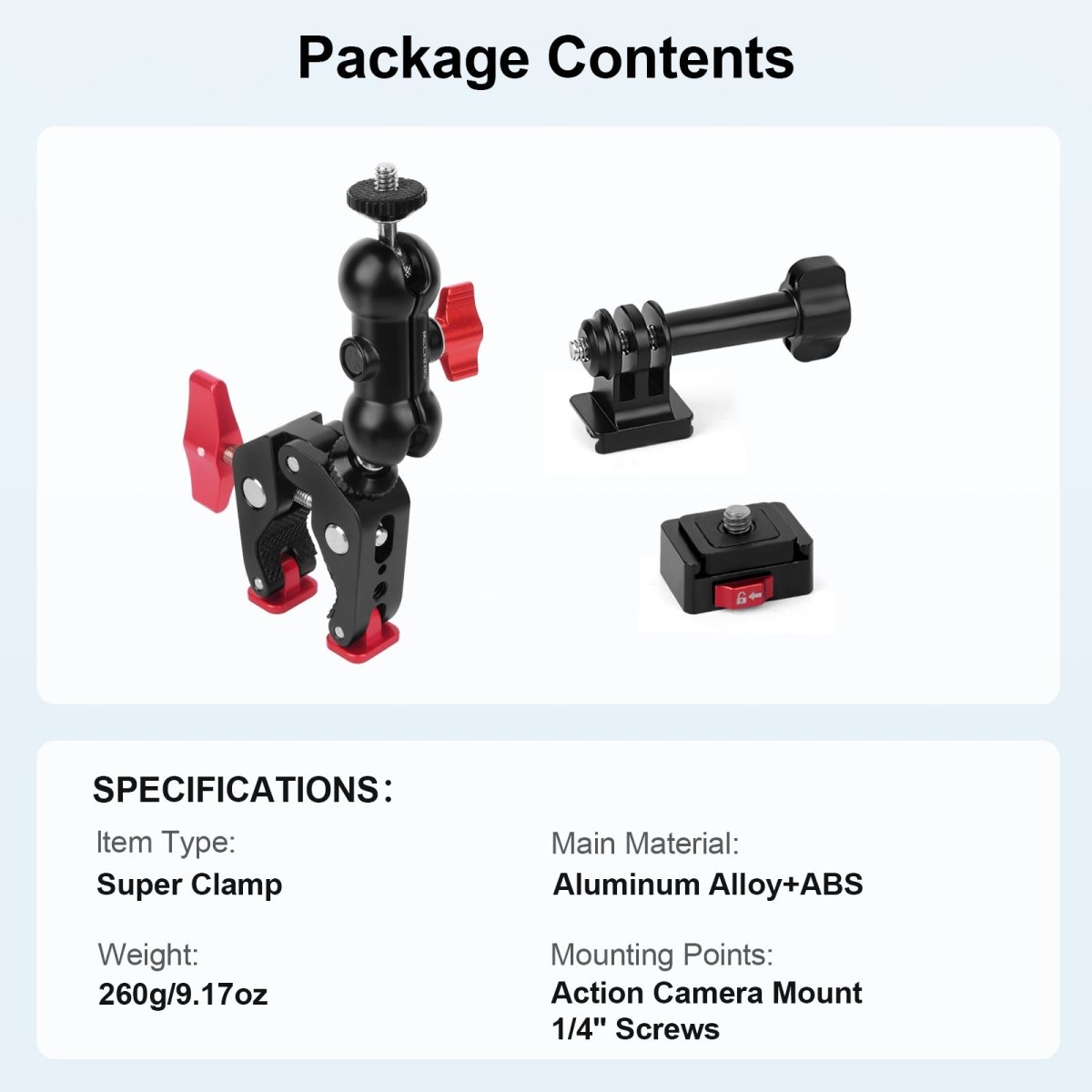 Mechrig Super Clamp Kit with Dual 360°Ball Heads for Action Cameras & Phones - CAME - TV