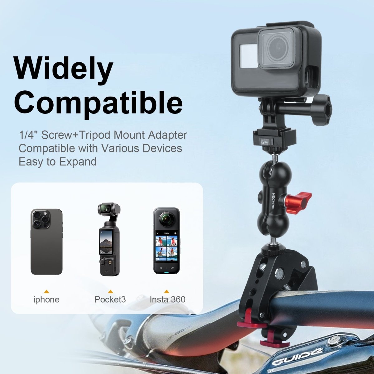 Mechrig Super Clamp Kit with Dual 360°Ball Heads for Action Cameras & Phones - CAME - TV