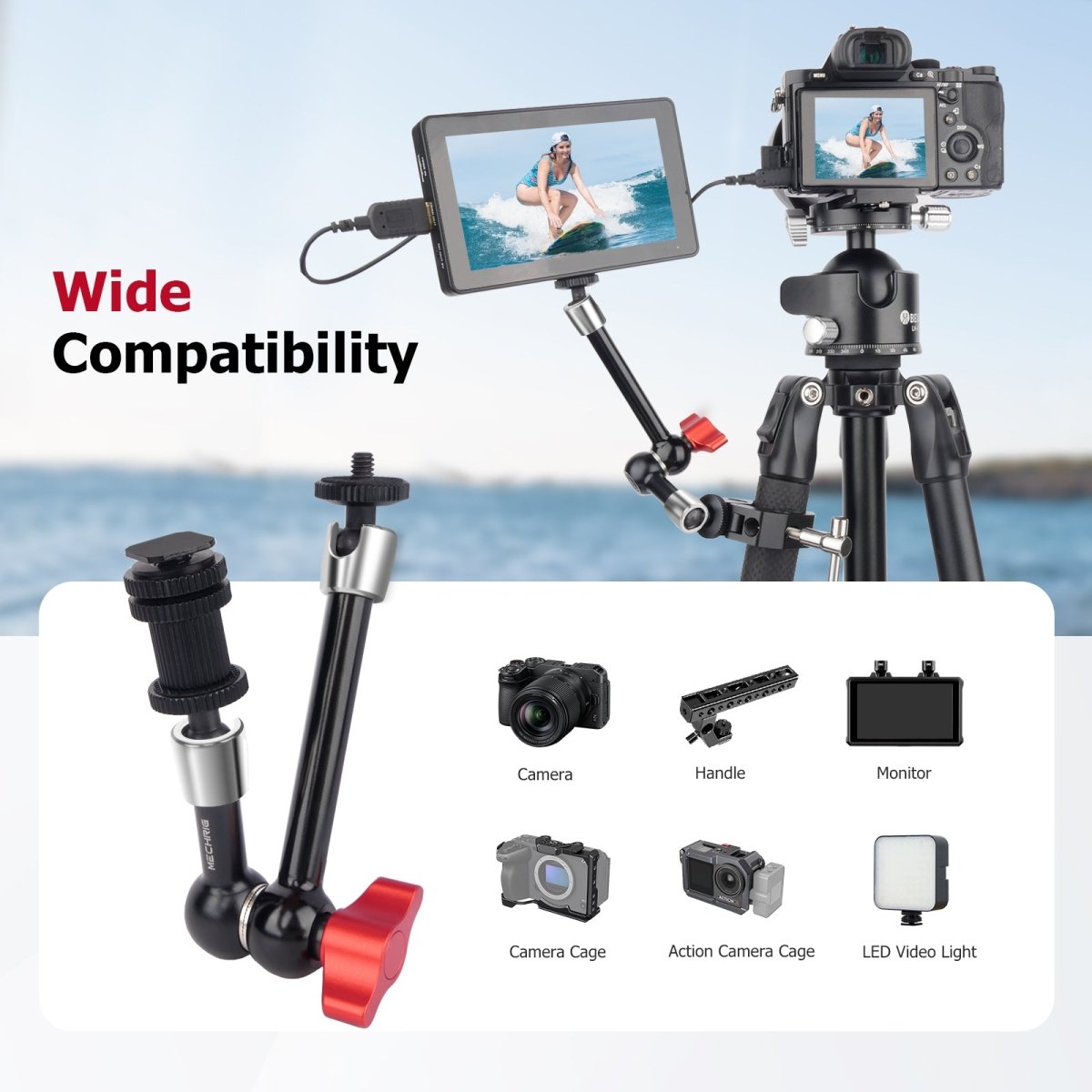 Mechrig Universal 360° Rotation 9" Stainless Steel Magic Arm - CAME - TV