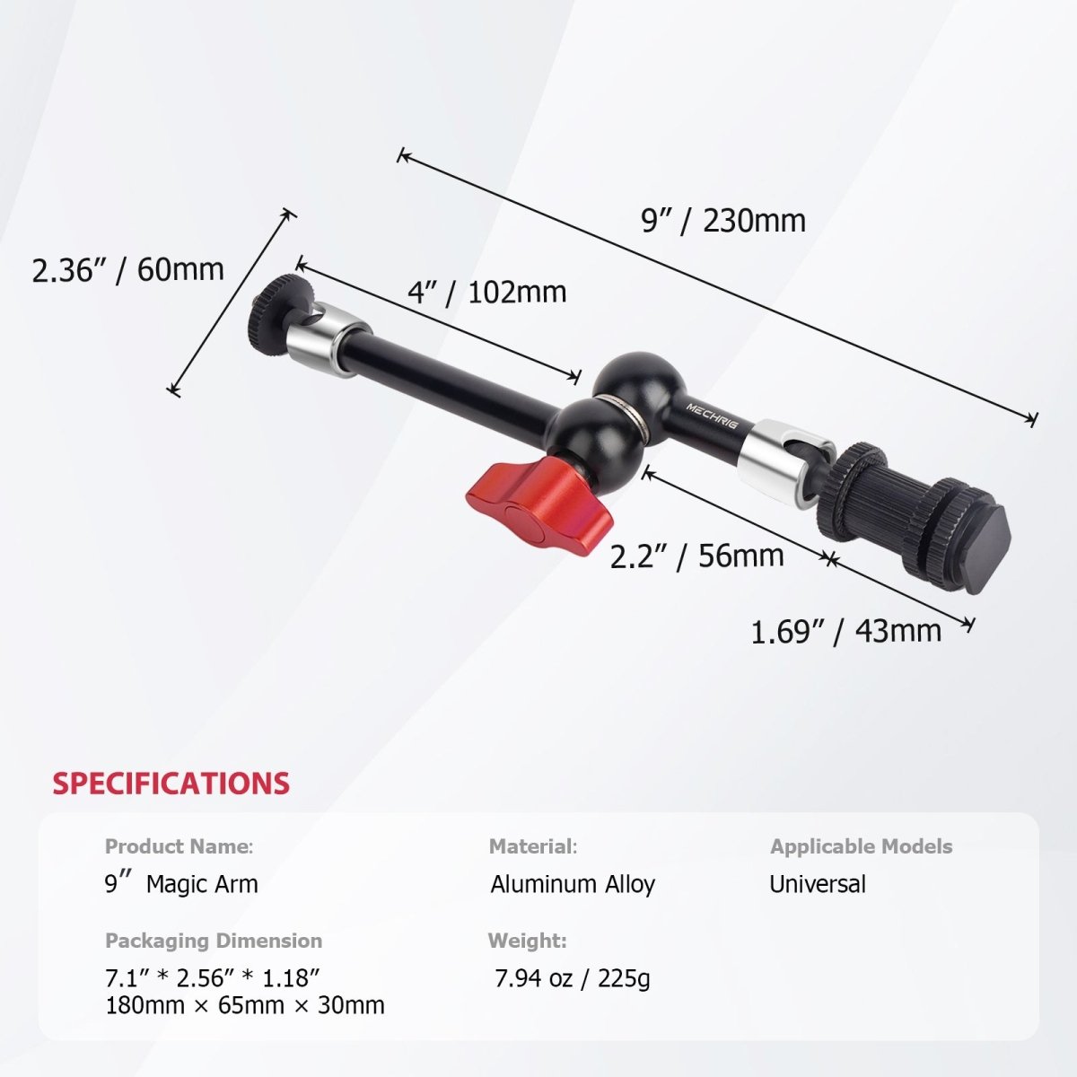 Mechrig Universal 360° Rotation 9" Stainless Steel Magic Arm - CAME - TV
