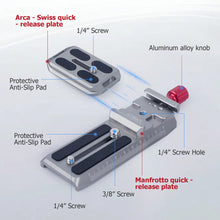 Camera Quick Release System with 38mm Anti-Deflection Arca-type and 50mm Manfrotto-Type QR Plate for DJI Ronin-S, DJI RS2, DJI RSC2