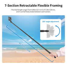 7 - Section Retractable Selfie Stick Kit with Gopro Mount, 1/4