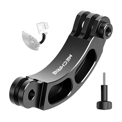 Aluminum Alloy Curved Extension Arm Mount Helmet Mount for GoPro Hero 12/11/10/9/8/7/6/5 Black, DJI Osmo Action Cameras