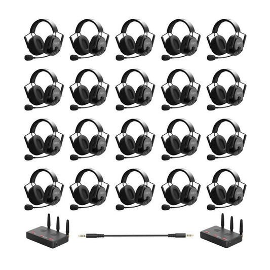 CAME-TV KUMINIK8 Duplex Digital Wireless Intercom Headset Distance up to 1500ft (450 Meters) with Hardcase - Dual Ear 20 Pack - CAME-TV