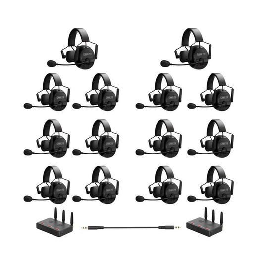 CAME-TV KUMINIK8 Duplex Digital Wireless Intercom Headset Distance up to 1500ft (450 Meters) with Hardcase - Single Ear 14 Pack - CAME-TV