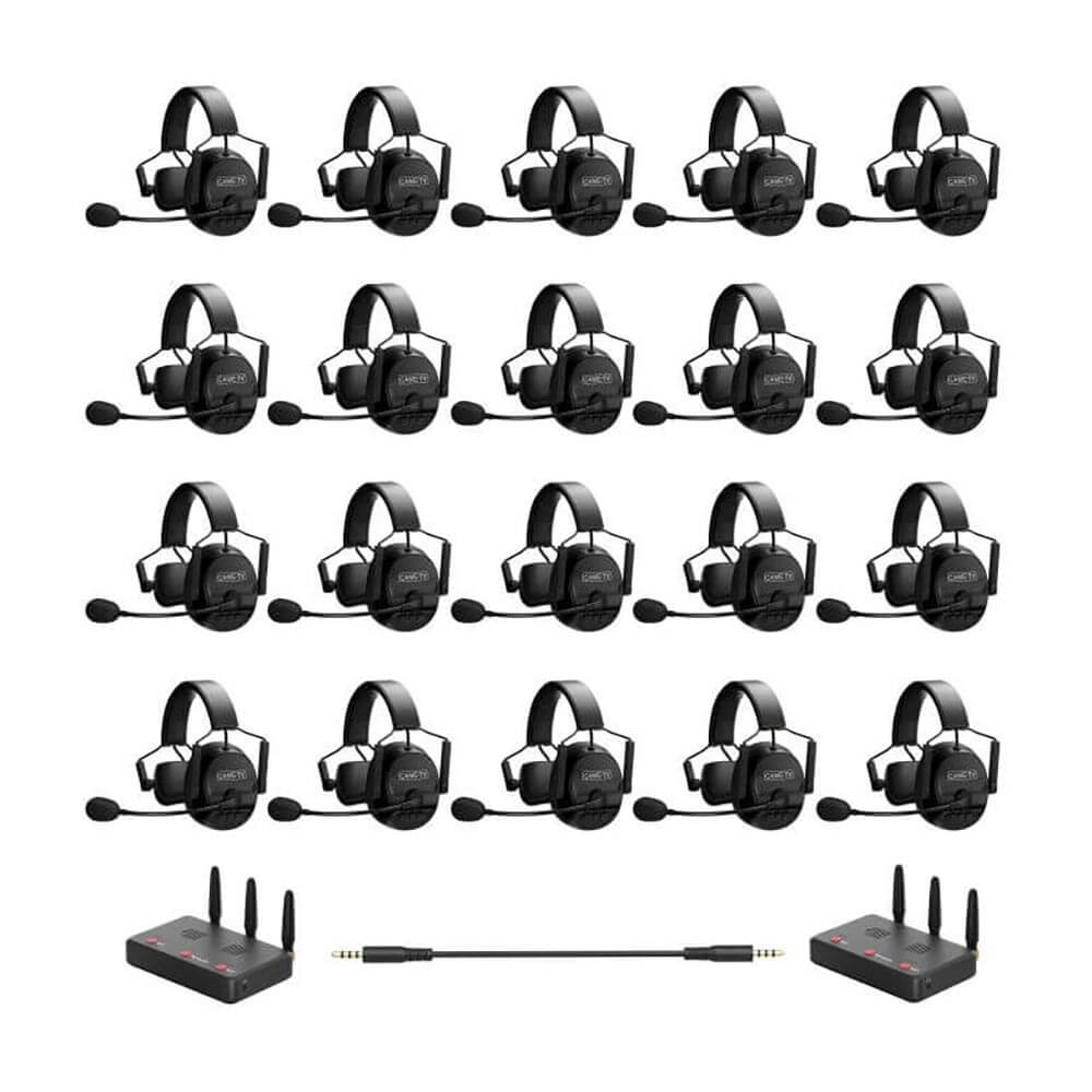 CAME-TV KUMINIK8 Duplex Digital Wireless Intercom Headset Distance up to 1500ft (450 Meters) with Hardcase - Single Ear 20 Pack - CAME-TV