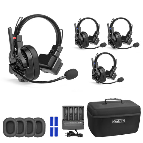 CAME-TV KUMINIK8 PRO 1.9GHz Full-Duplex Wireless Intercom Headset - 4 Pack