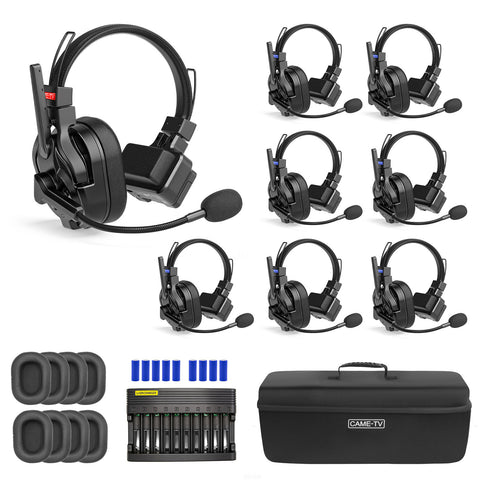CAME-TV KUMINIK8 PRO 1.9GHz Full-Duplex Wireless Intercom Headset - 8 Pack