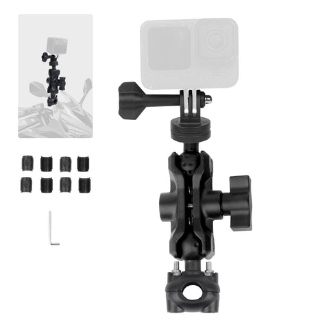 Mechrig Dual Ball Head Motorcycle Mirror Anti-theft Action Camera Mount