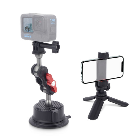 Mechrig Suction Cup Mount Kit with Mini Phone Tripod