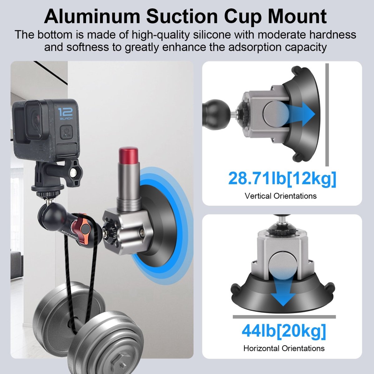 Aluminum 360° Suction Cup Mount: 44lb Grip for Phones & Action Cams - CAME - TV