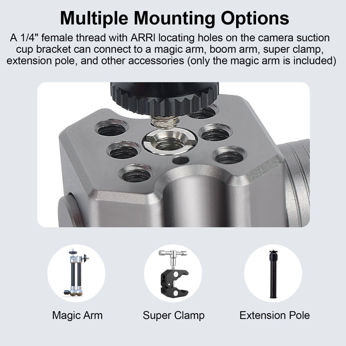 Aluminum 360° Suction Cup Mount: 44lb Grip for Phones & Action Cams - CAME - TV