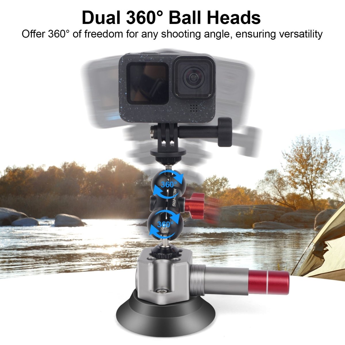 Aluminum 360° Suction Cup Mount: 44lb Grip for Phones & Action Cams - CAME - TV
