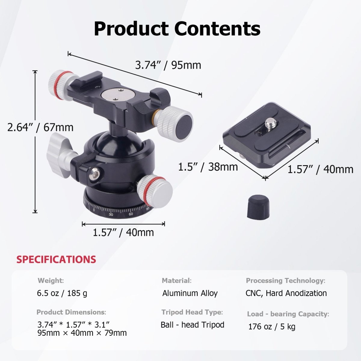 CAME - TV 360° Aluminum Panoramic Ball Head with Arca - Swiss Plate - CAME - TV