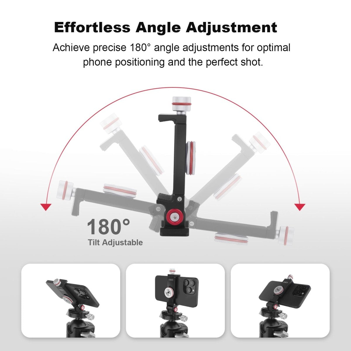 CAME - TV Aluminum 180° Tilt Phone Clip with Dual 1/4" Screw Hole and Arca - Swiss Quick Release - CAME - TV