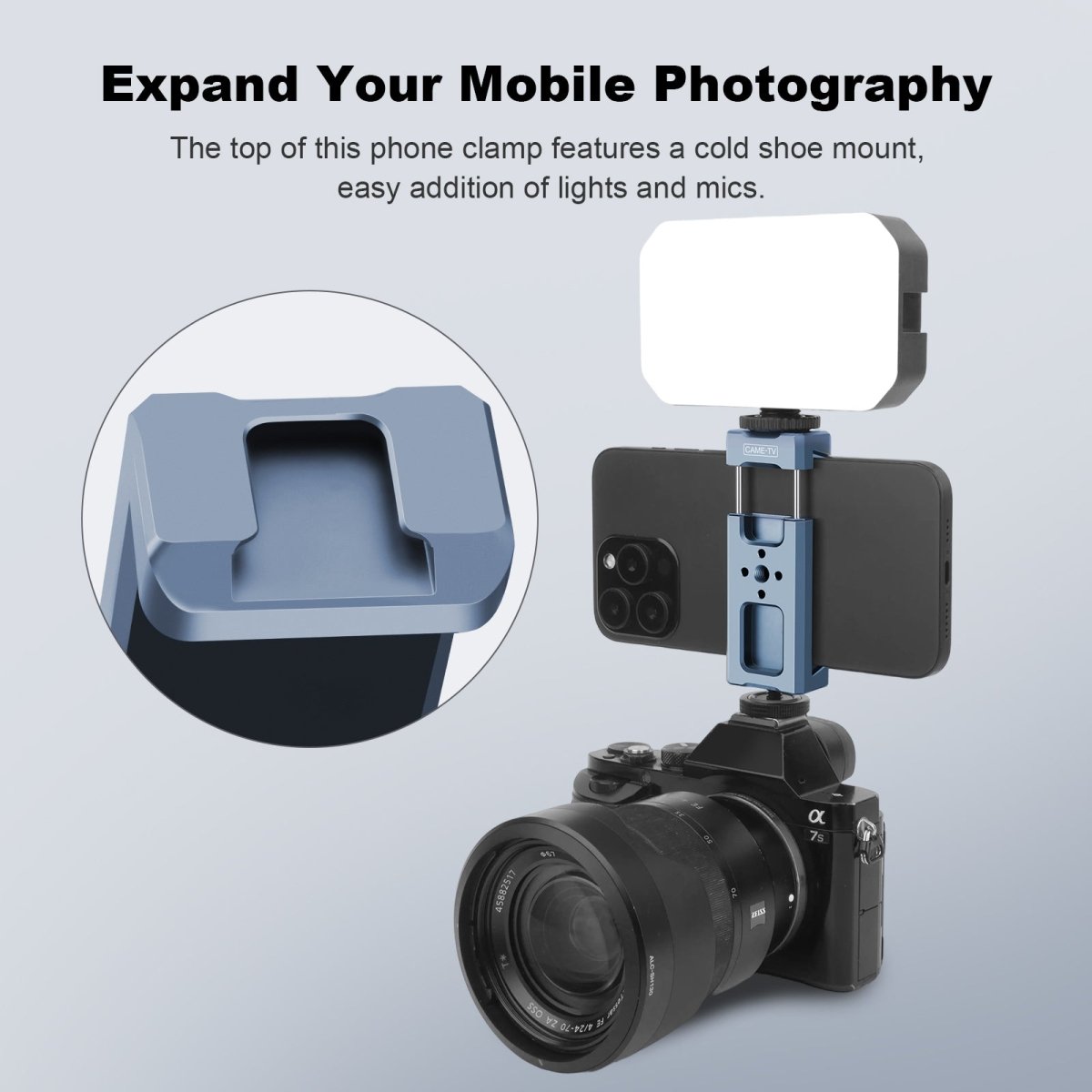 CAME - TV Aluminum Alloy Adjustable Phone Clamp with Positioning Holes - CAME - TV