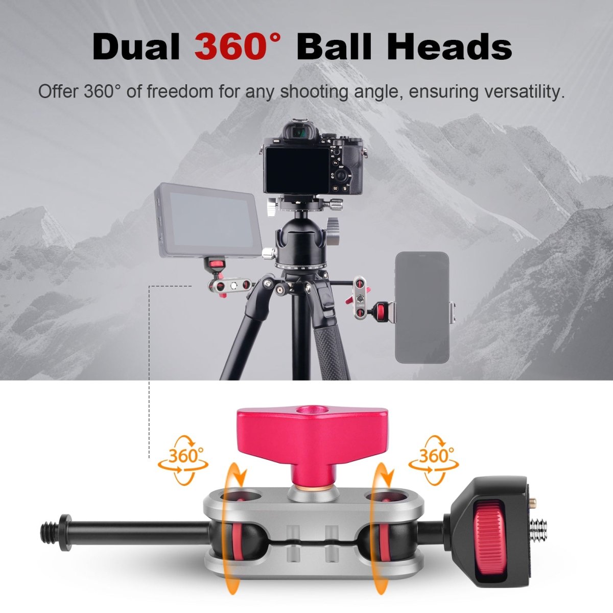 CAME - TV Double Ball Head Articulating 1/4 Inch Screw Magic Arm - CAME - TV