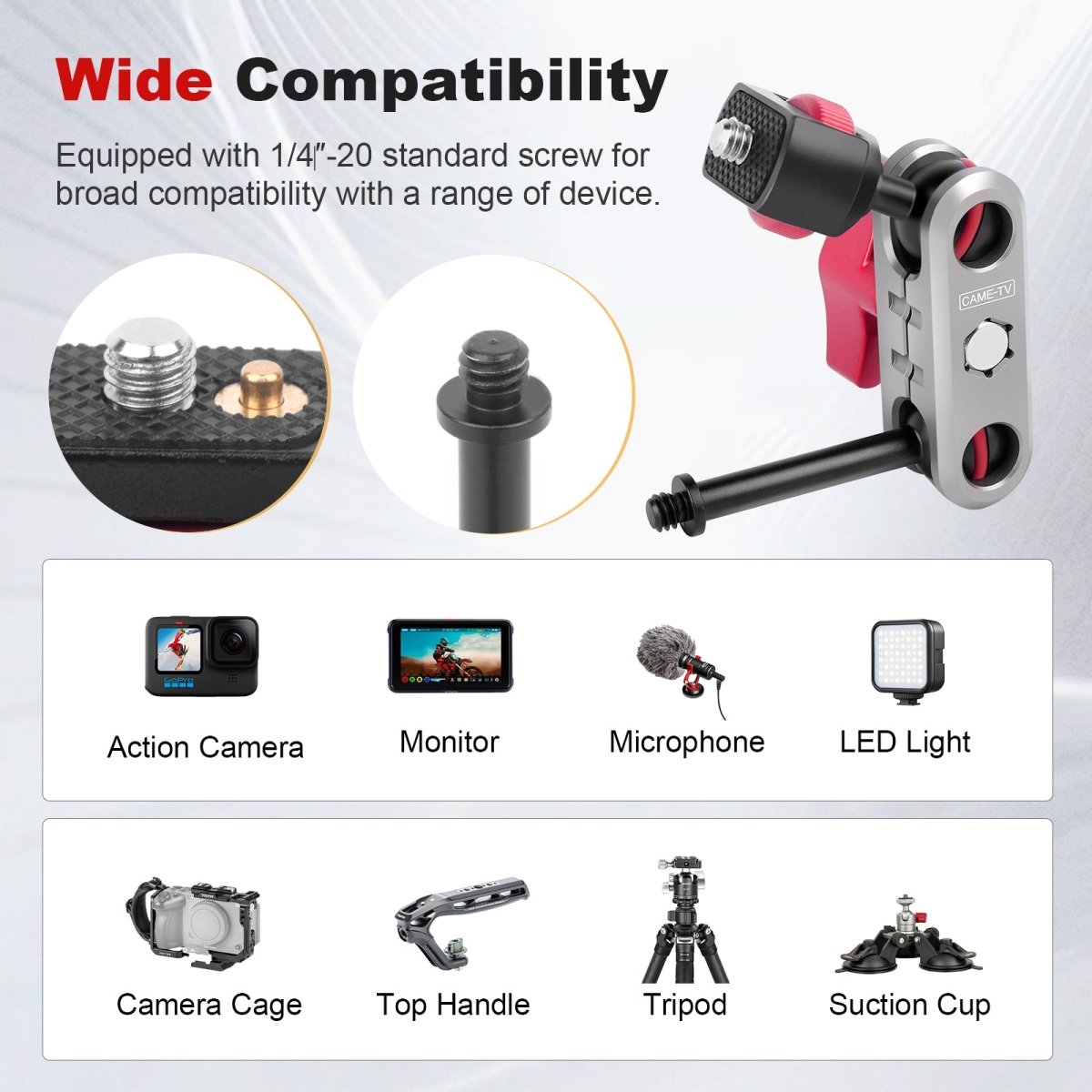 CAME - TV Double Ball Head Articulating 1/4 Inch Screw Magic Arm - CAME - TV