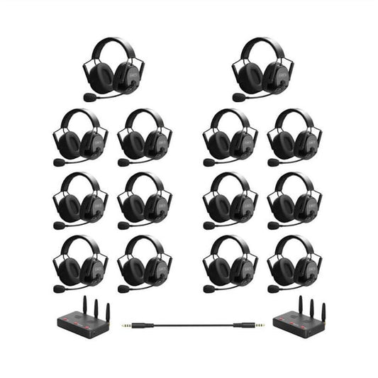 CAME-TV KUMINIK8 Duplex Digital Wireless Intercom Headset Distance up to 1500ft (450 Meters) with Hardcase - Dual Ear 14 Pack - CAME-TV