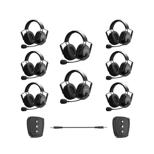 CAME-TV KUMINIK8 Duplex Digital Wireless Intercom Headset Distance up to 1500ft (450 Meters) with Hardcase - Dual Ear 8 Headsets +2 Nano Pack - CAME-TV