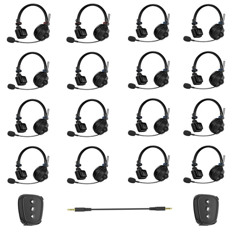 CAME - TV WAERO Pro Full Duplex Dual Antenna 1.9G Lightweight Wireless Intercom Headset - 16 Headsets + 2 Nano Pack - CAME - TV