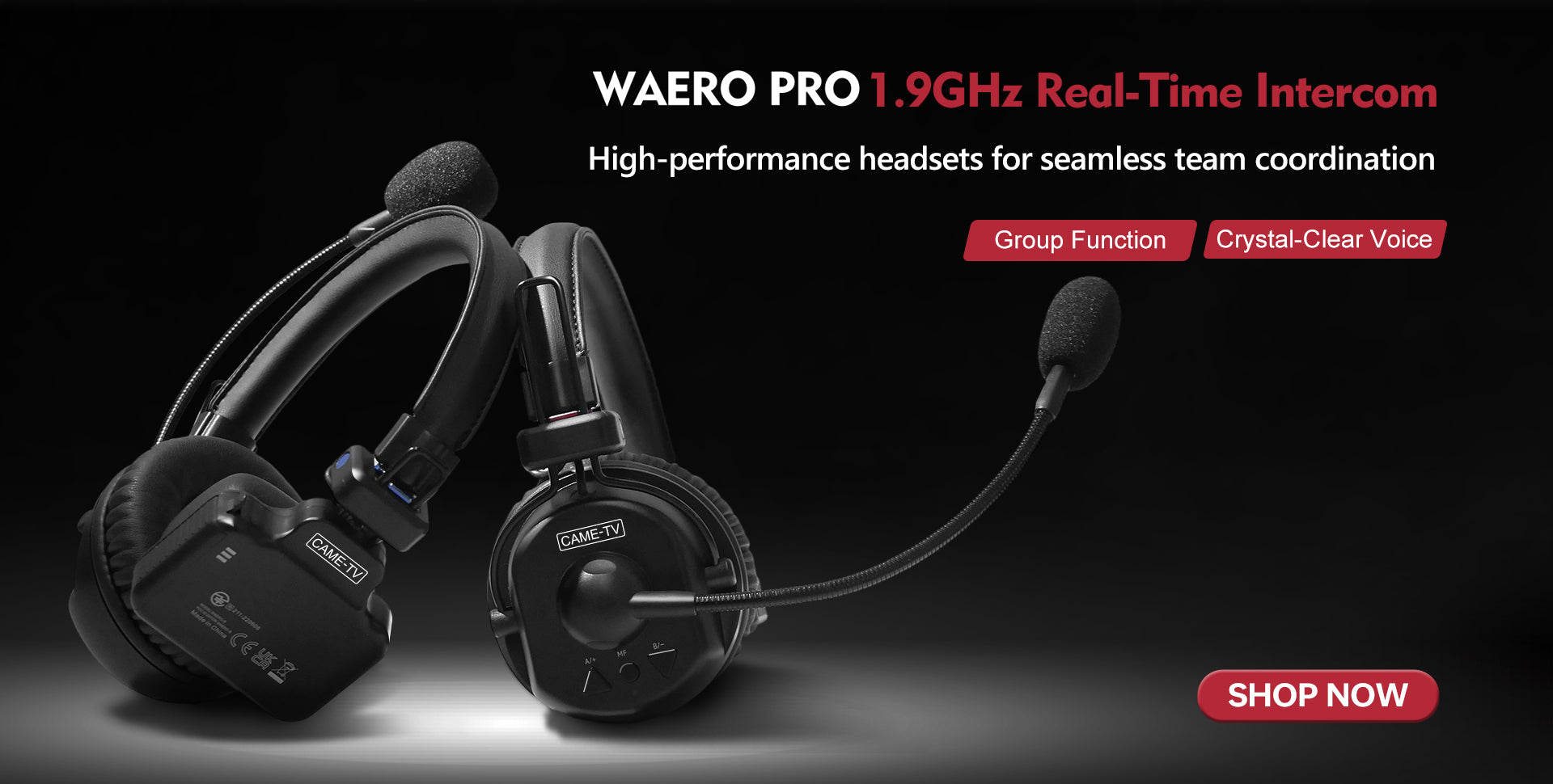 CAME-TV WAERO Pro ワイヤレスインターカム（1.9G） CAME-TV WAERO Pro Full Duplex Dual Antenna 1.9G Lightweight Wireless I