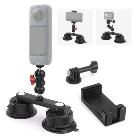Dual - Suction 360° Rotating Mount: 33lb Heavy - Duty Phone & Action Cam Holder - CAME - TV