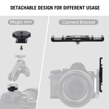 Mechrig 10cm Extention Bracket with 2×Cold Shoes and 1/4" Threaded Hole+Cable Clamp - CAME - TV