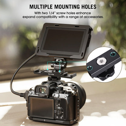Mechrig 10cm Extention Bracket with 2×Cold Shoes and 1/4" Threaded Hole+Cable Clamp - CAME - TV