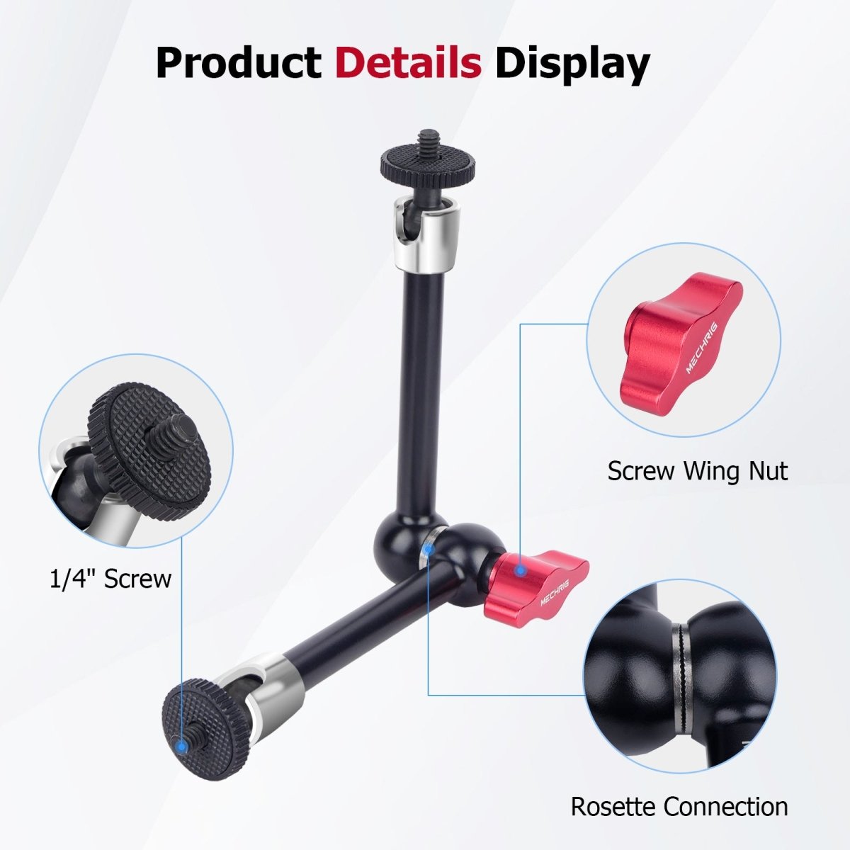 Mechrig 11 inch Adjustable Articulating Friction Magic Arm Compatible with LCD Monitor, DSLR Camera Rig, LED Lights, Flash Light - CAME - TV