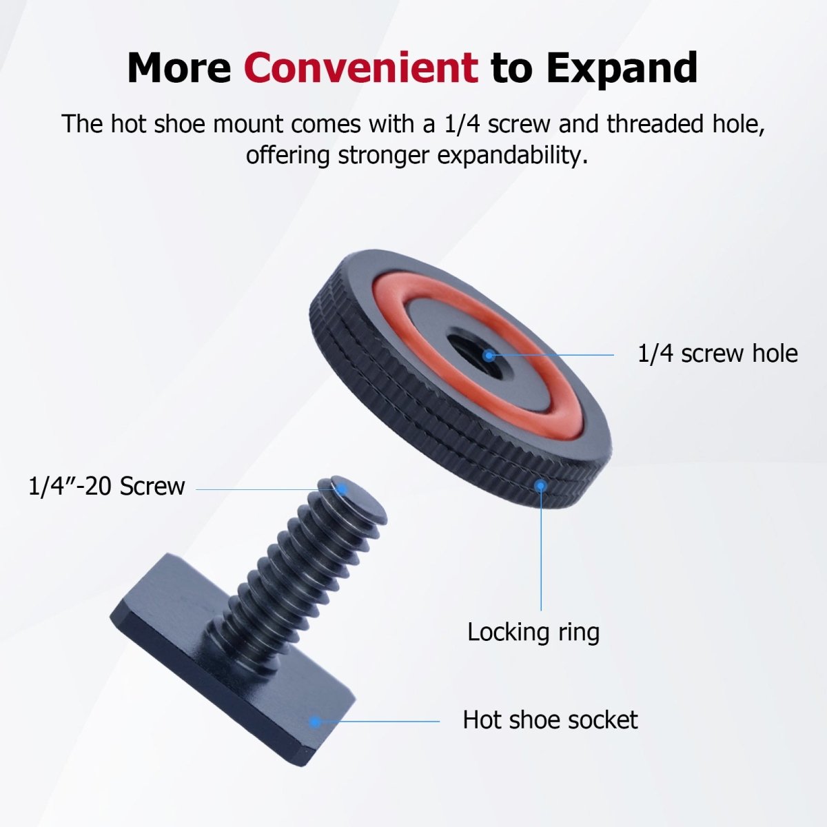 Mechrig 1/4" Hot Shoe Adapter CNC Aluminum Anti - Slip Locking System - CAME - TV