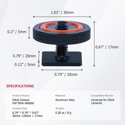 Mechrig 1/4" Hot Shoe Adapter CNC Aluminum Anti - Slip Locking System - CAME - TV