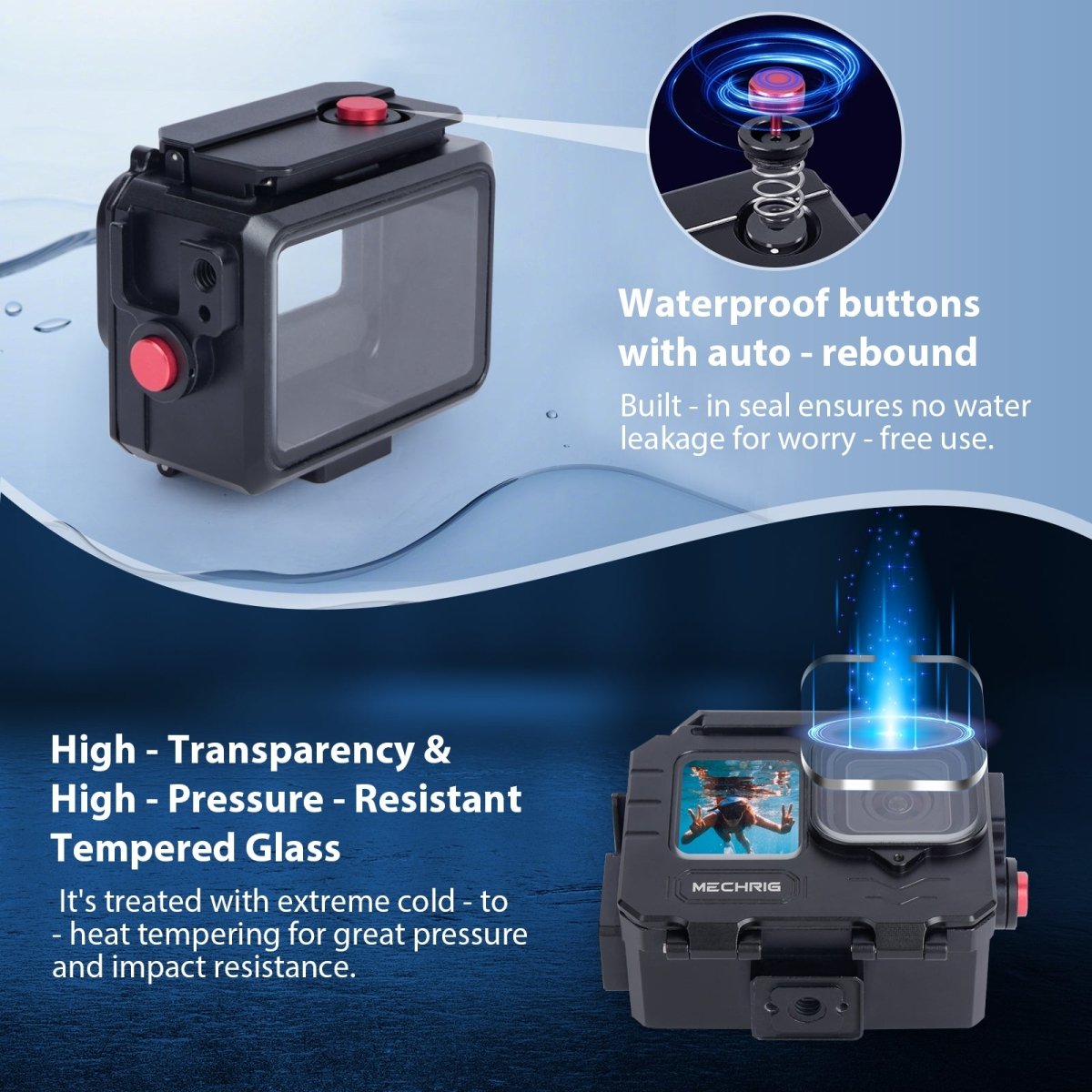 MECHRIG 262ft (80m) Underwater Waterproof Action Camera Case for Gopro Hero 13,12,11,10,9 etc - CAME - TV