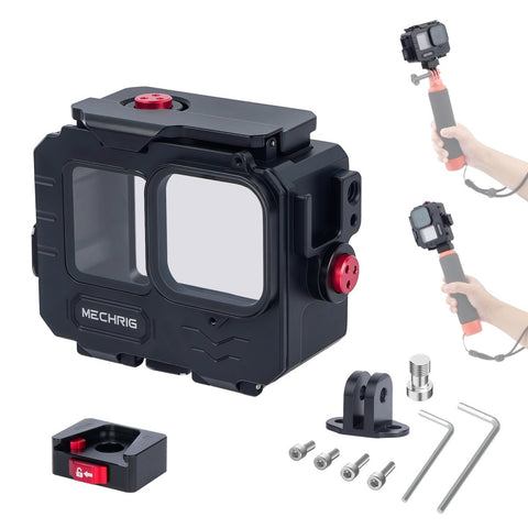 Mechrig 262ft/80m Underwater Waterproof Cage for GoPro 13/12/11/10/9 Action Camera With Gopro Mount And QR Base - CAME - TV