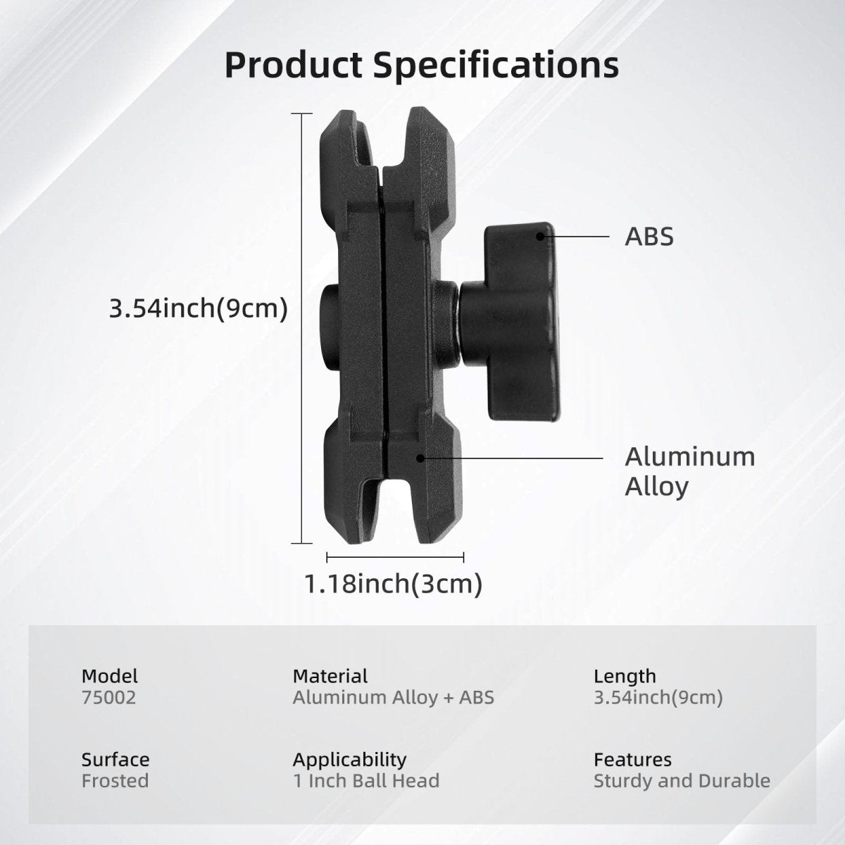 Mechrig 3.54" Length Durable Aluminum 1” Ball Head Connector Clamp - CAME - TV