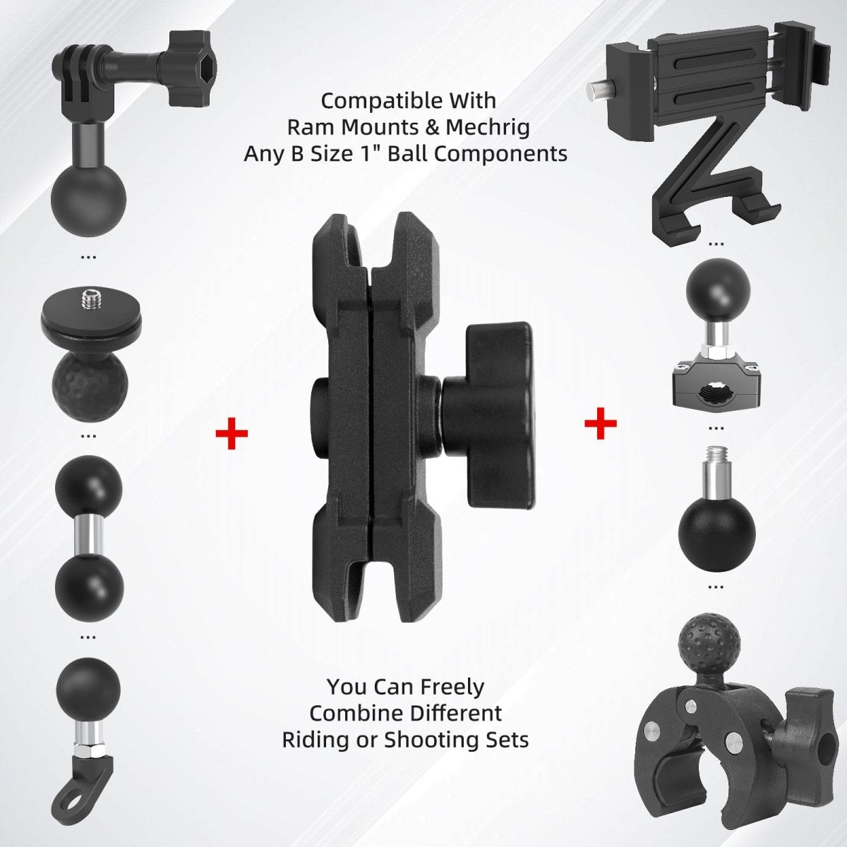 Mechrig 3.54" Length Durable Aluminum 1” Ball Head Connector Clamp - CAME - TV