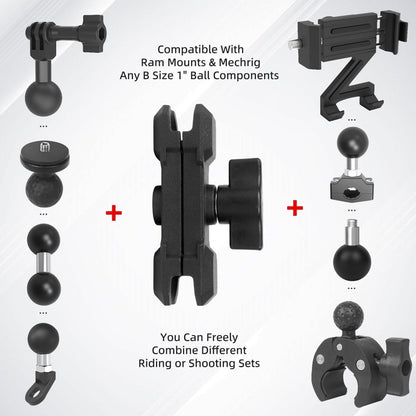 Mechrig 3.54" Length Durable Aluminum 1” Ball Head Connector Clamp - CAME - TV