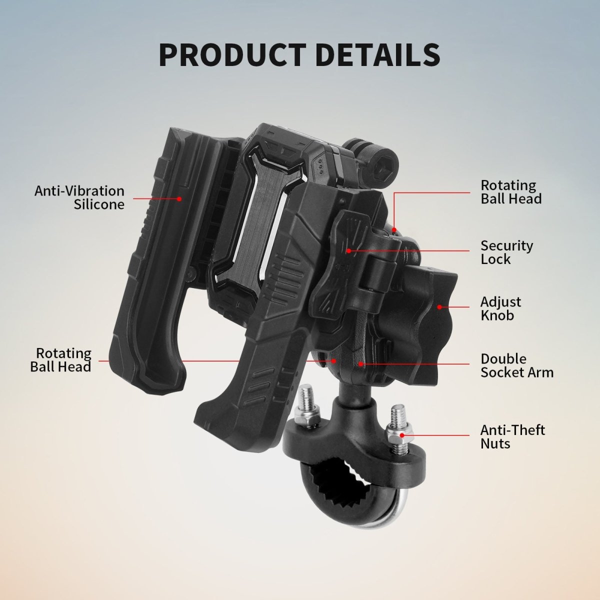 Mechrig 360° Quick Release Motorcycle Handlebar Phone Mount for E - Bikes & Scooters - CAME - TV