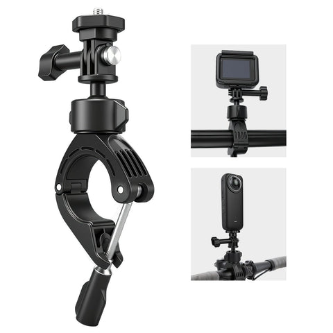 Mechrig 360° Rotatable Handlebar Mount Bike Clamp Clip Holder for GoPro Hero 13 12 11 10, Insta360 X5 X4, DJI OSMO Action 5 Pro 4 3 Pocket, Bicycle Motorcycle Rearview Mirror Tube Boots - CAME - TV