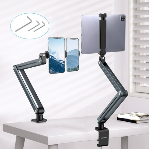 Mechrig 360° Rotating Aluminum Alloy Tablet Stand Foldable Desk Mount with Clamp Lazy Mobile Phone Holder - CAME - TV