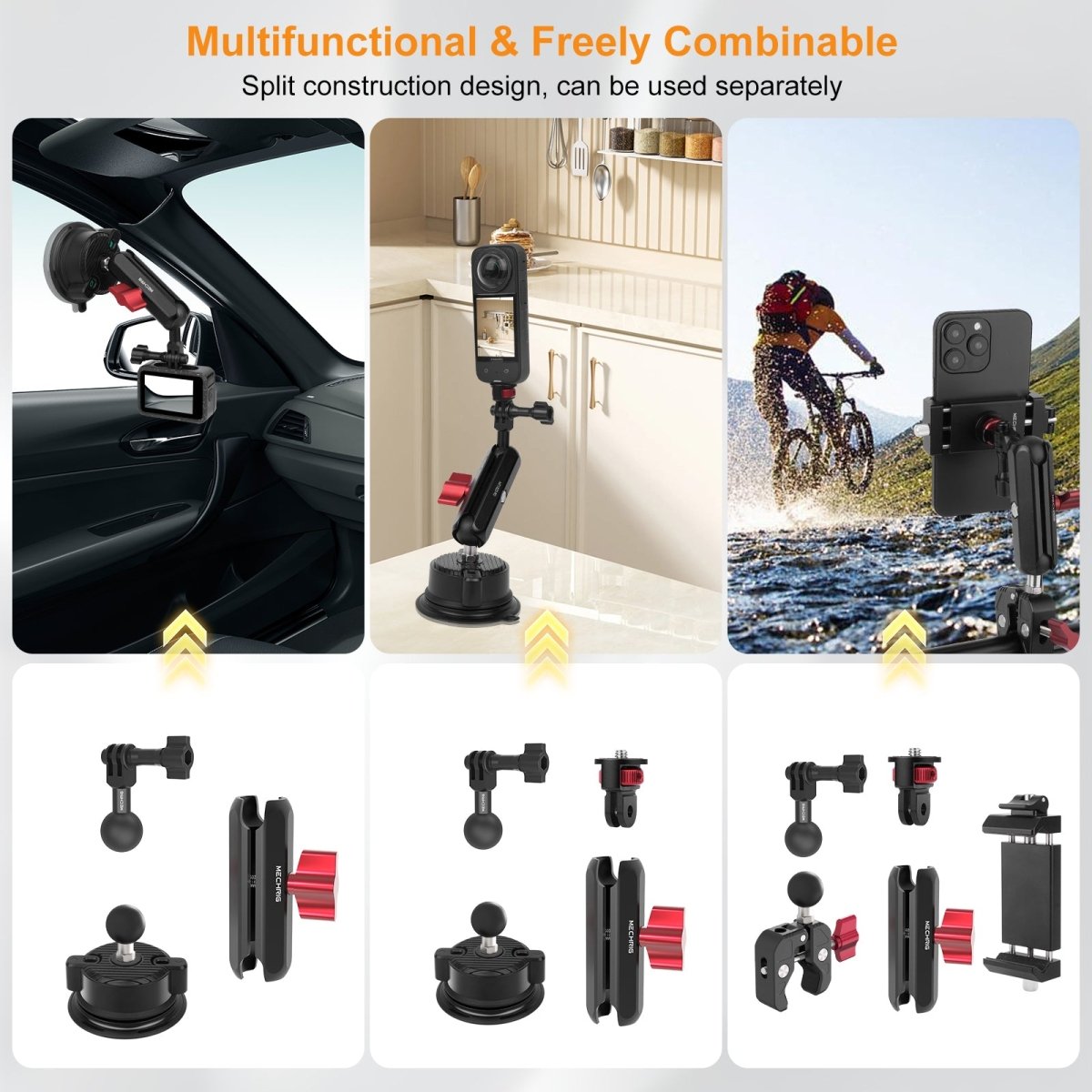 Mechrig 360° Suction Cup Camera Mount with 1/4" Screw Adapter - CAME - TV