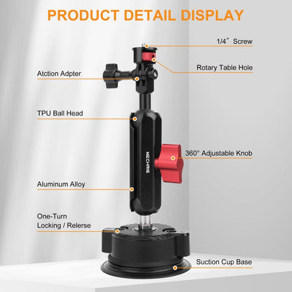 Mechrig 360° Suction Cup Camera Mount with 1/4" Screw Adapter - CAME - TV