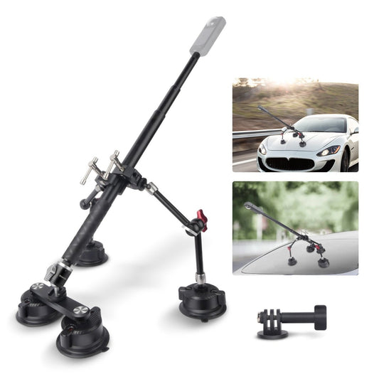 Mechrig 4 in 1 Car Suction Cup Mount Kit with Invisible Selfie Stick for Gopro Insta360 DJI Action Cameras - CAME - TV