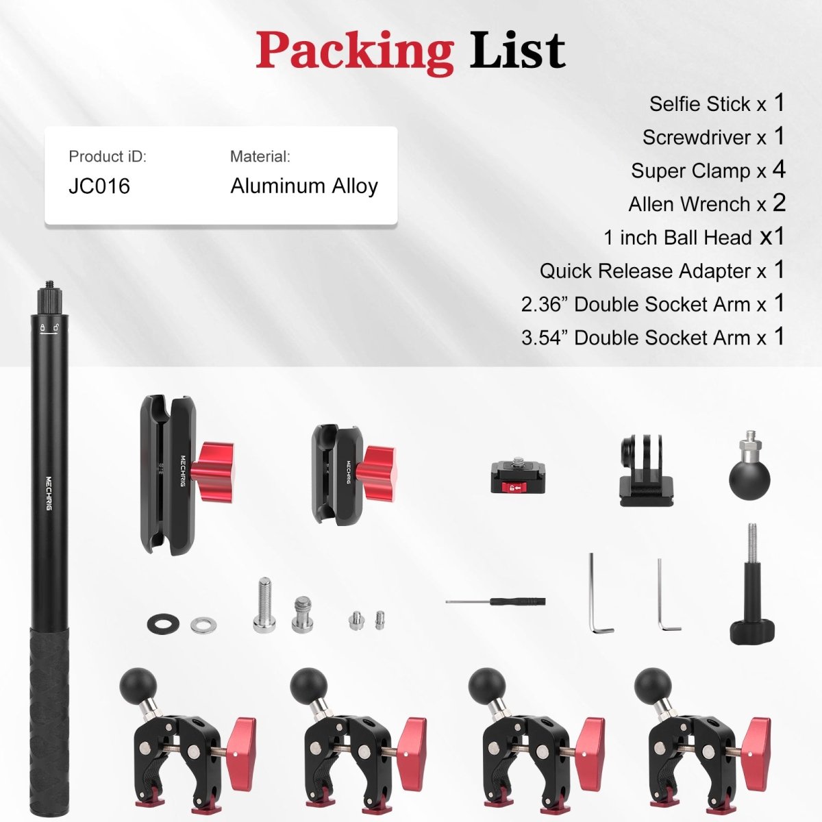 Mechrig Adjustable Camera Mount with 5 - Section Pole and Four Super Clamps - CAME - TV