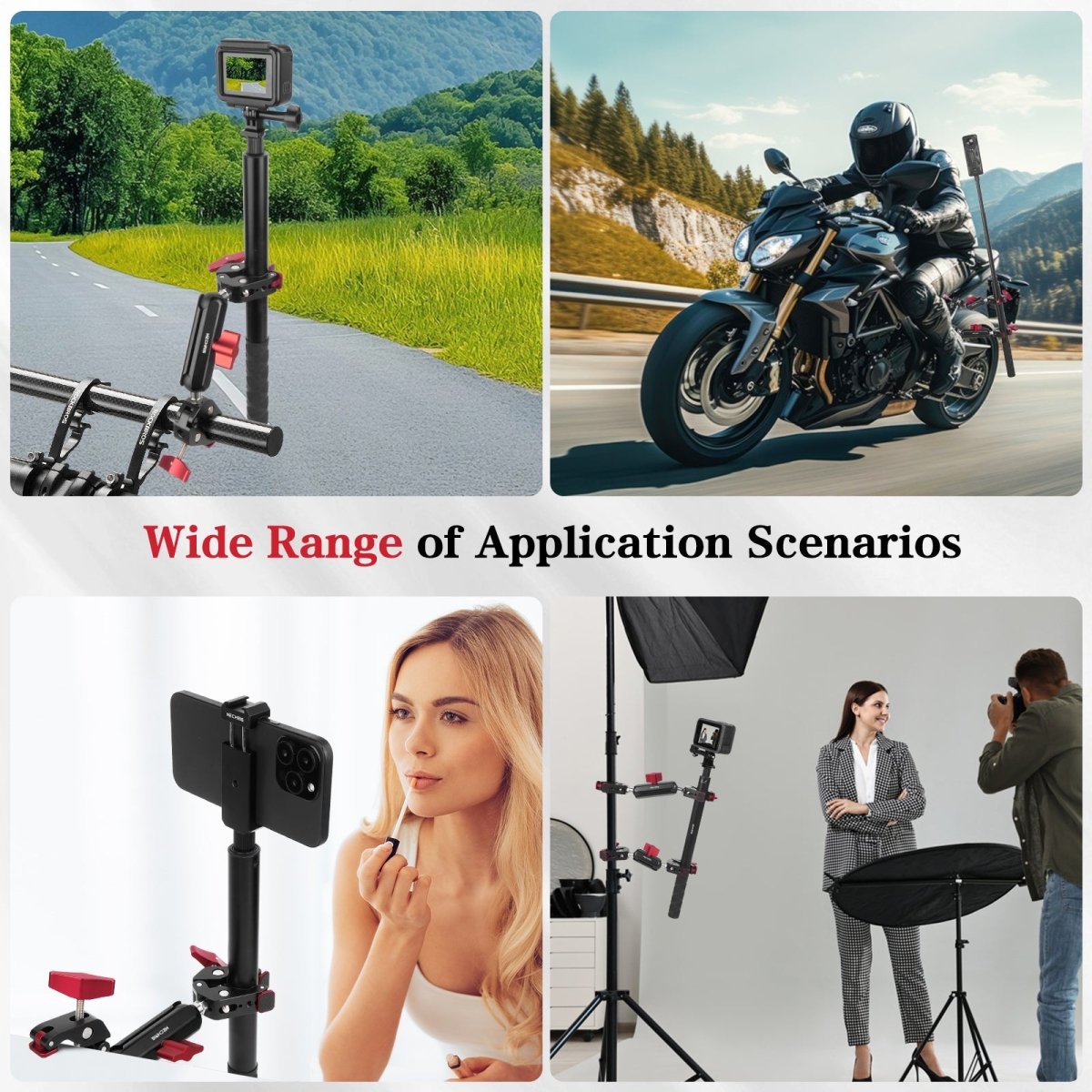 Mechrig Adjustable Camera Mount with 5 - Section Pole and Four Super Clamps - CAME - TV